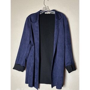 Solitaire Blue Suede Jacket Anthropologie Open Front Size XL